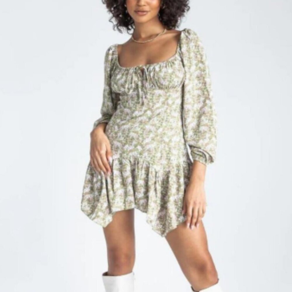Princess Polly Green Floral Mini Dress